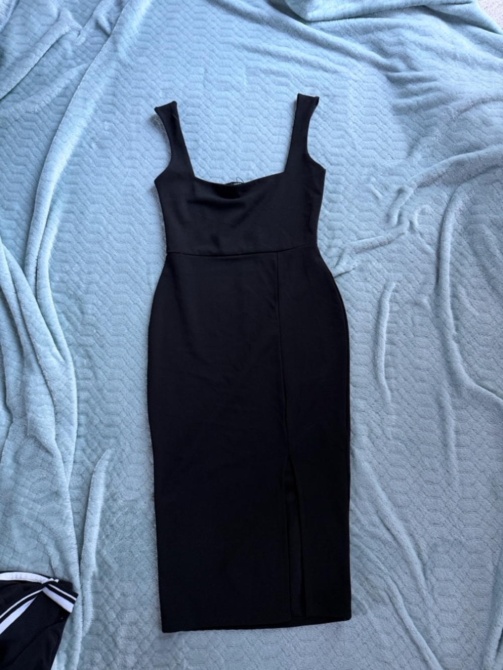 Nasty Gal Black Square Neck Midi Dress